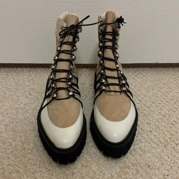 Freda Salvador Claudia Lace-Up Boots in Khaki - Picture 5 of 11